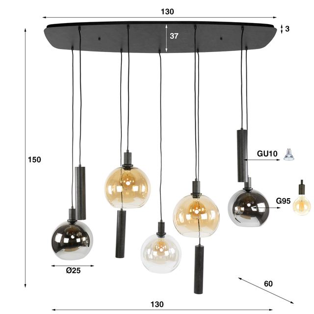 Hanglamp Sfera Tricolore 5+4l – afbeelding 10