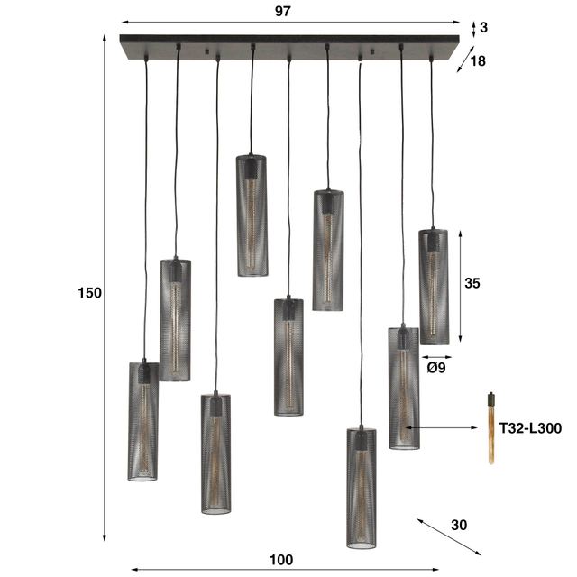 Hanglamp Tube Mesh 5+4l – afbeelding 10