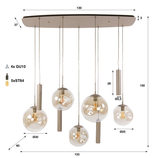 Hanglamp Stellar pendel 5+4l – afbeelding 10