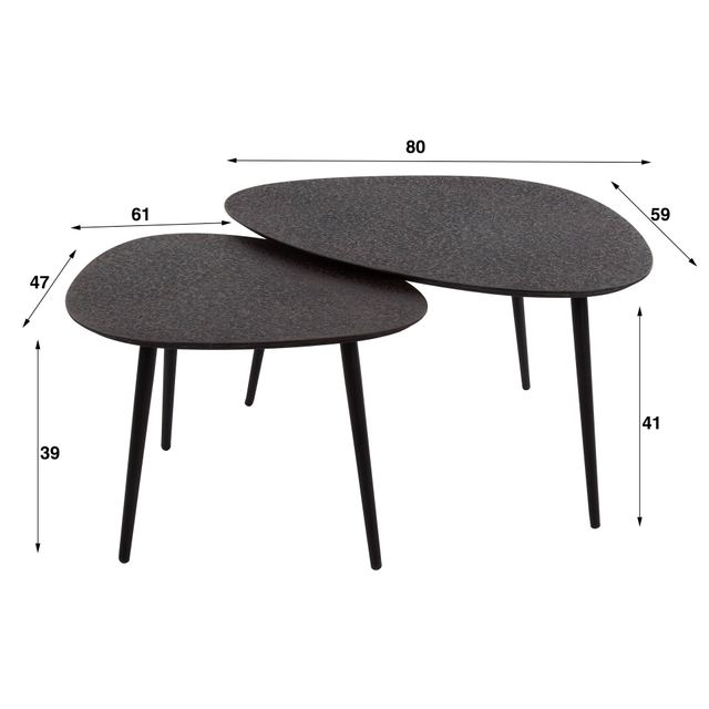 Salontafel Metallic organisch set/2 – afbeelding 10