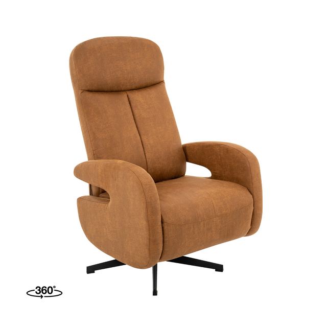 Fauteuil Esbjerg - Micro Suede - Manueel Verstelbaar Cognac / Zwart