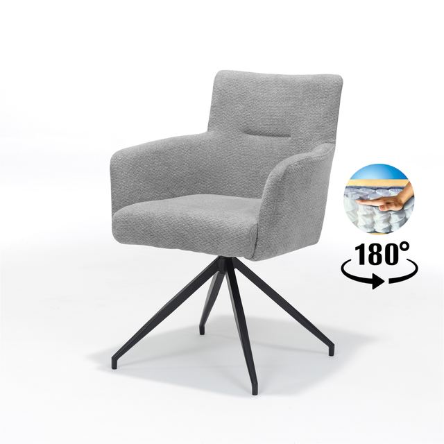 Armstoel Joey Stof Retro Bliss Grijs frame zwart