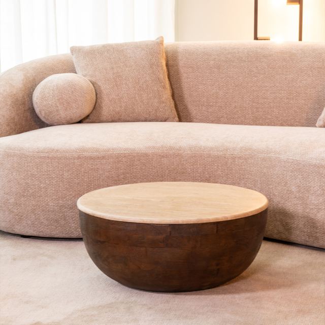 Salontafel Bowl - Travertin - 70 cm - Rond