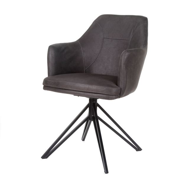 Armstoel Calvin draaivoet zwart Stof Soft Antraciet – afbeelding 4