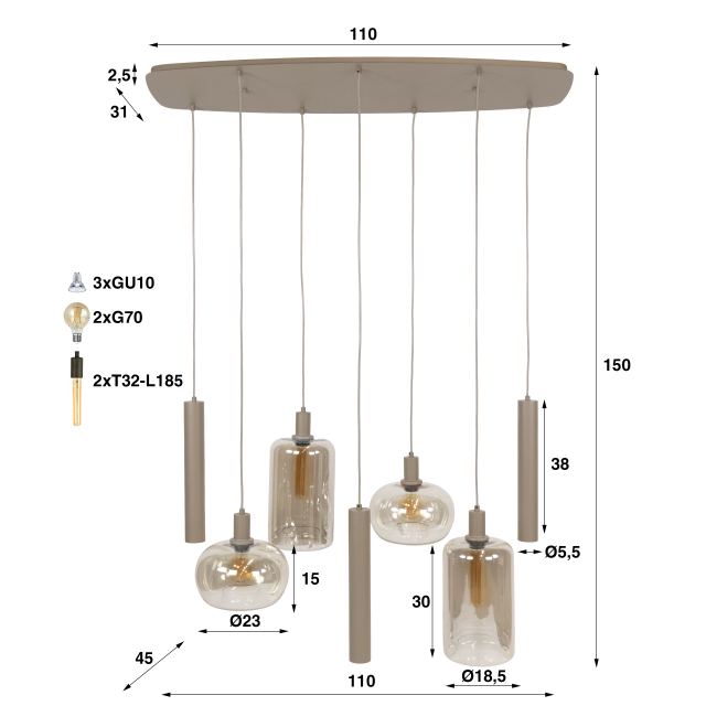Hanglamp Serene 4+3l – afbeelding 11