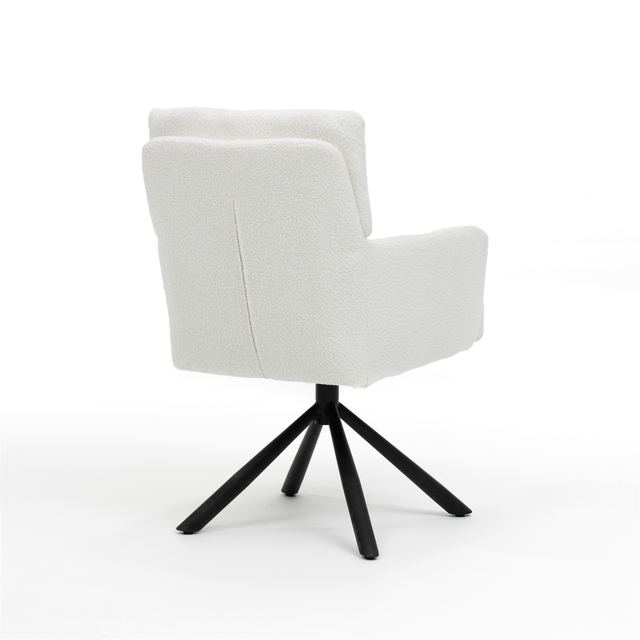 Armstoel Fresco - Stof Teddy Ivory - draaivoet zwart – afbeelding 2