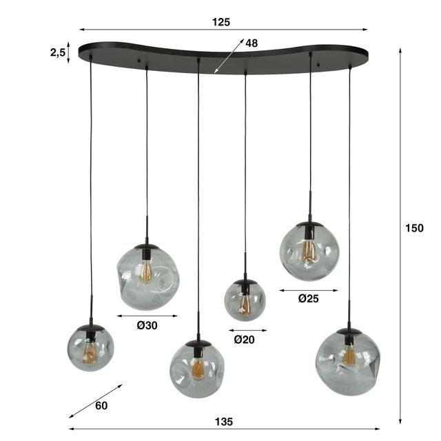 Hanglamp Stellar Black 6L – afbeelding 10