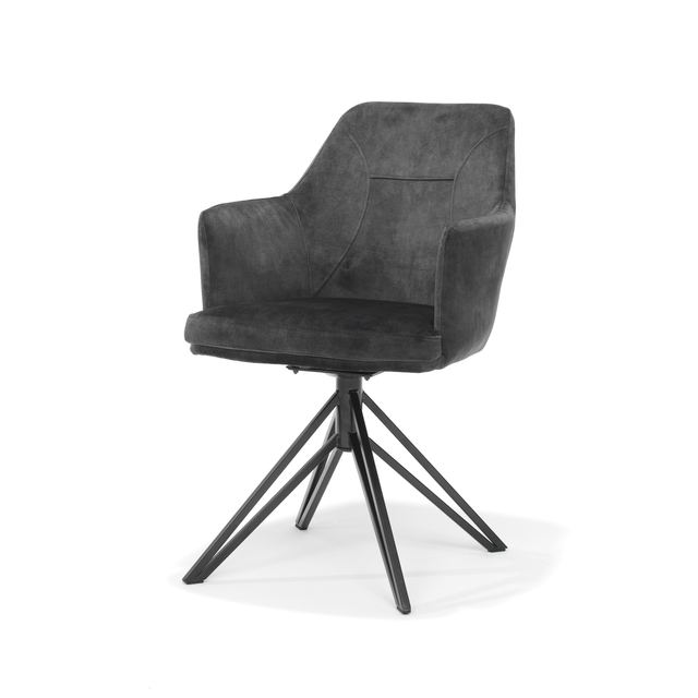 Armstoel Calvin draaivoet zwart Stof Aurora Antraciet – afbeelding 3