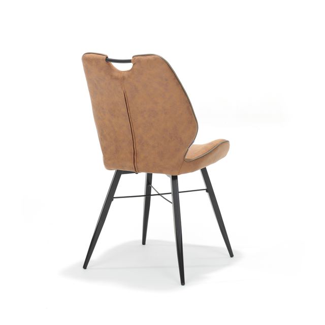 Eetstoel Quattro zwart stof Soft Cognac – afbeelding 2