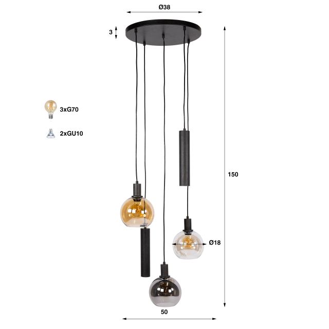 Hanglamp Sfera Tricolore getrapt 5L – afbeelding 10