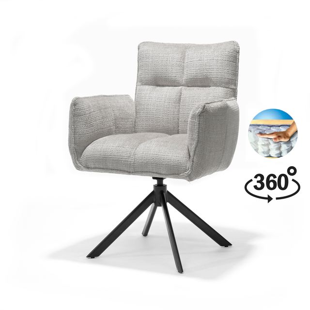 Draaistoel Nova Stof Cremona #04 Natural - 360 frame zwart A360