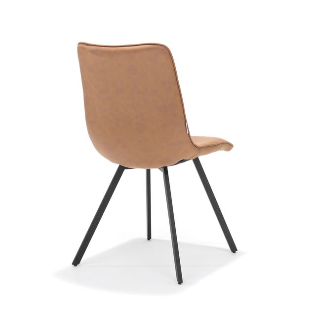 Eetstoel Boxer zwart Stof Soft Cognac – afbeelding 2