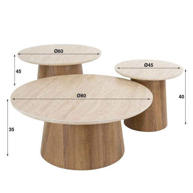 Salontafel Romano rond set/3 – afbeelding 10