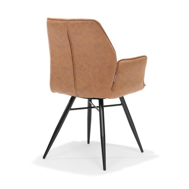 Armstoel Clark zwart Stof Soft Cognac – afbeelding 2