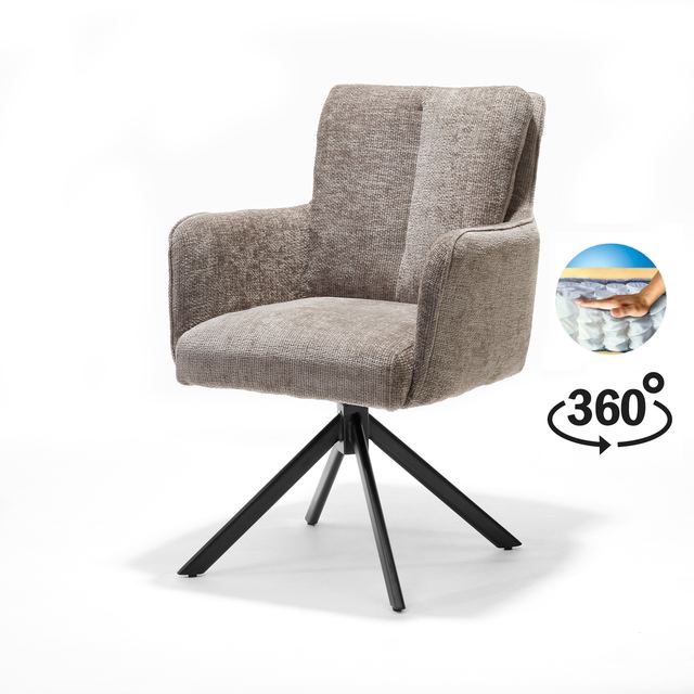 Draaistoel Alex Stof Cremona #04 Natural - 360 frame zwart A360
