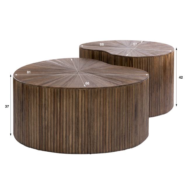 Salontafel Maya Teak niervormig set/2 – afbeelding 10