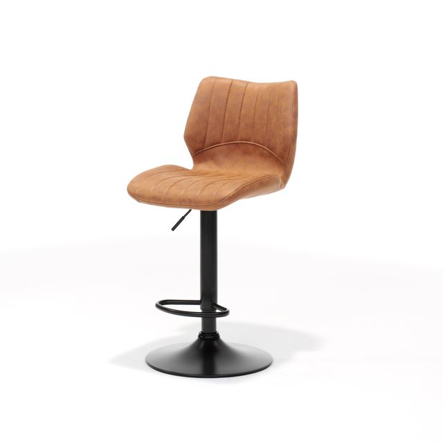 Barkruk Bobby zwart - Stof Soft Cognac