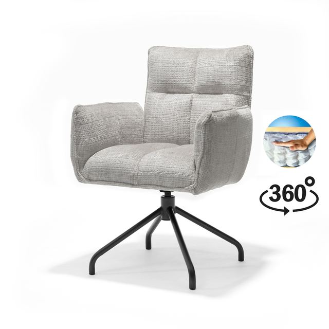 Draaistoel Nova Stof Cremona #04 Natural - 360 frame zwart P14