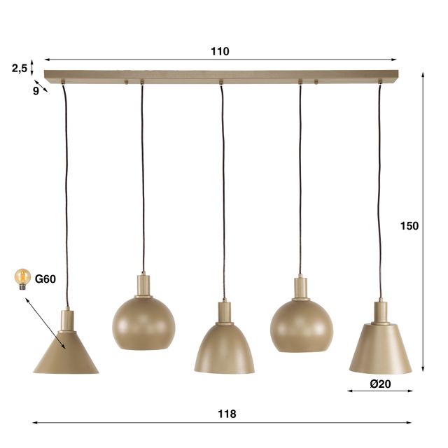 Hanglamp Metallo 5L – afbeelding 10
