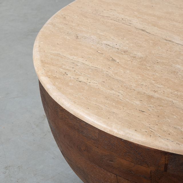 Salontafel Bowl - Travertin - 70 cm - Rond – afbeelding 3
