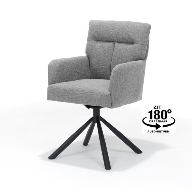 Armstoel Fresco - Stof Teddy - draaivoet zwart