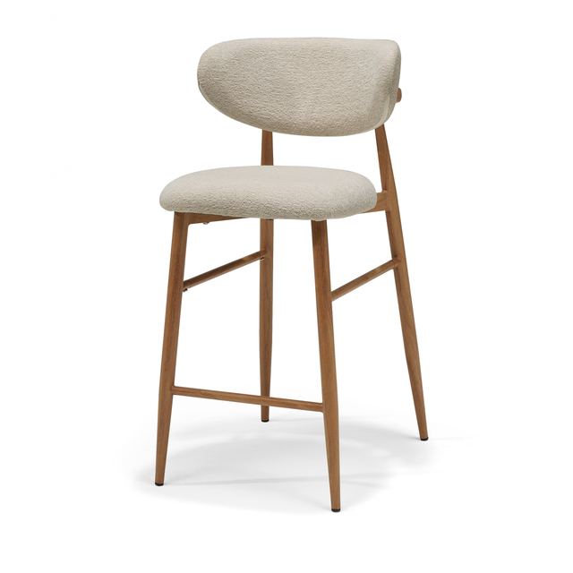 Barkruk Dalton Stof Vibe #06 Creme - Metaal frame Eiken Naturel