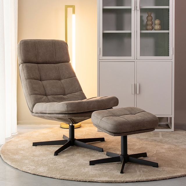 Fauteuil Alvar - Micro Suede - Incl. Hocker