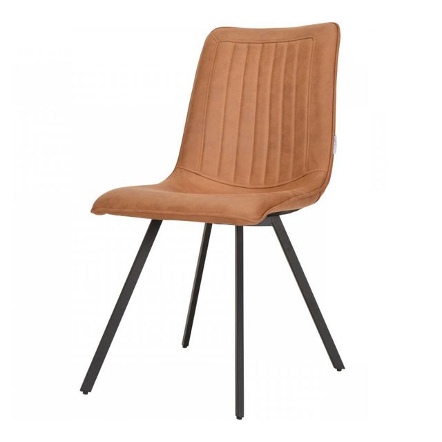 Eetstoel Boxer zwart Stof Soft Cognac – afbeelding 3