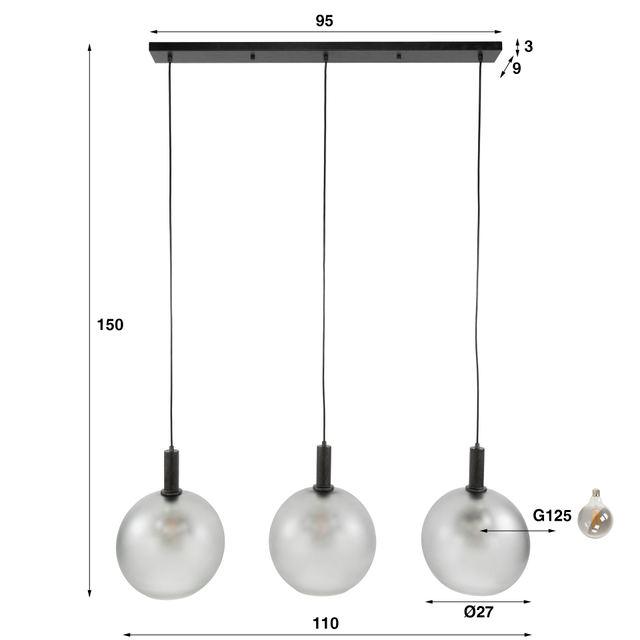 Hanglamp Bubble Frosted 3L – afbeelding 10