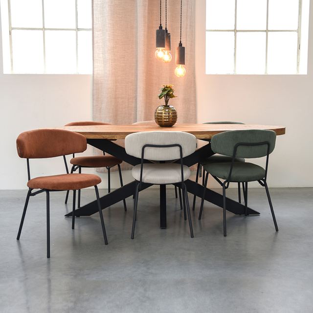 Eetstoel Zack - Ribcord Rust / Zwart – afbeelding 6