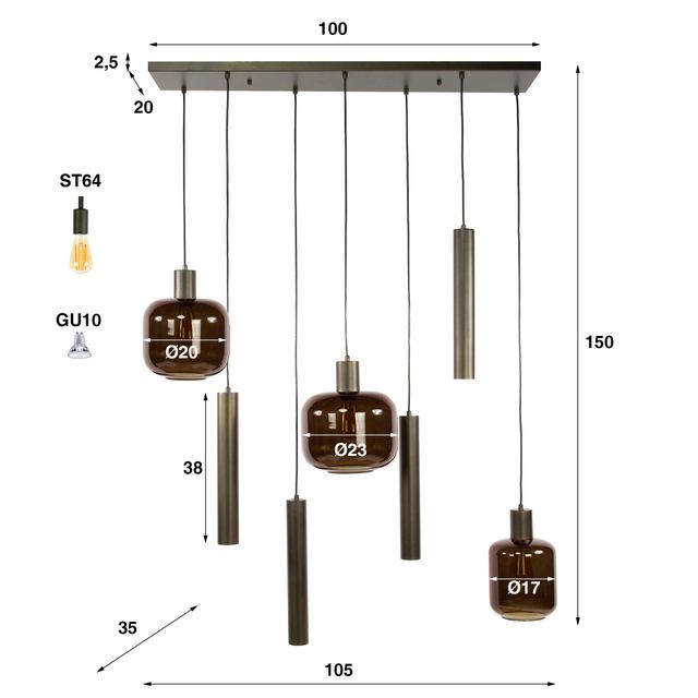 Hanglamp Bronza 4+3l – afbeelding 10