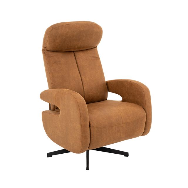 Fauteuil Esbjerg - Micro Suede - Manueel Verstelbaar Cognac / Zwart – afbeelding 3