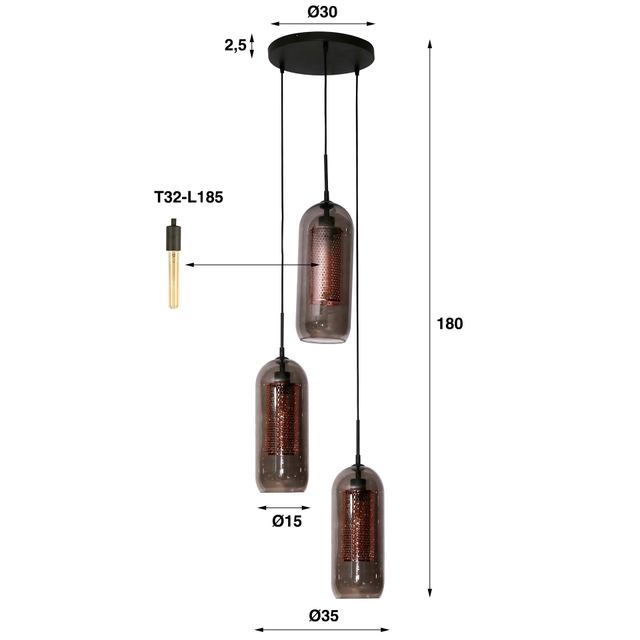 Hanglamp Smoke Mesh 3L – afbeelding 10
