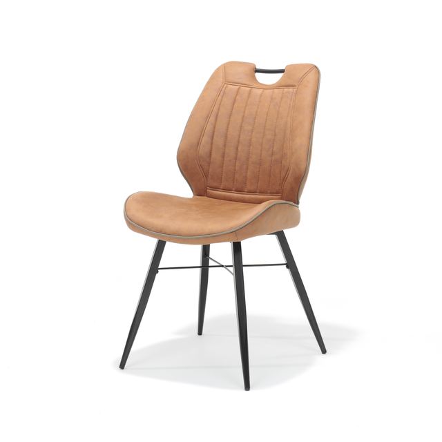 Eetstoel Quattro zwart stof Soft Cognac