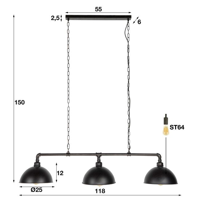Hanglamp Industrial Tube 3L – afbeelding 10