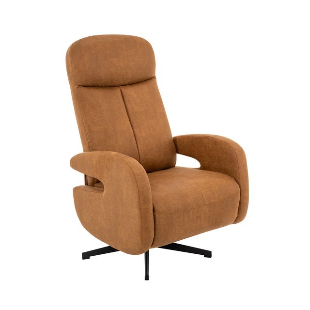 Fauteuil Esbjerg - Micro Suede - Manueel Verstelbaar Cognac / Zwart – afbeelding 2
