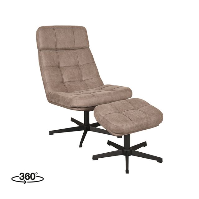 Fauteuil Alvar - Micro Suede - Incl. Hocker – afbeelding 2