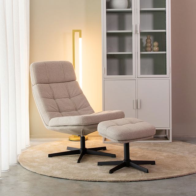 Fauteuil Alvar - Boucle - Incl. Hocker