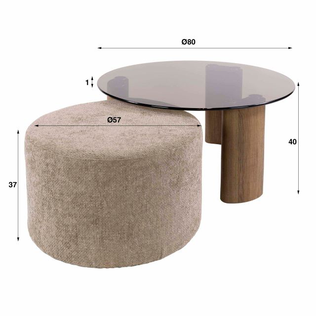 Salontafel Tinto poef set/2 – afbeelding 10