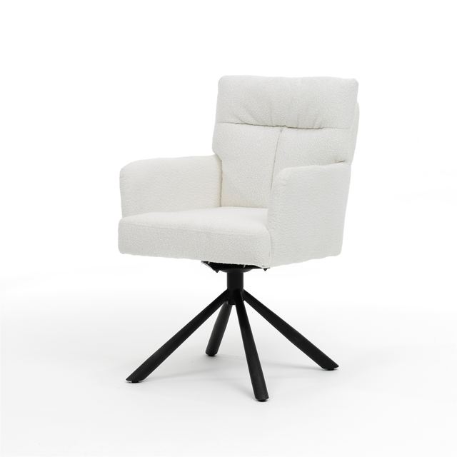Armstoel Fresco - Stof Teddy Ivory - draaivoet zwart – afbeelding 3