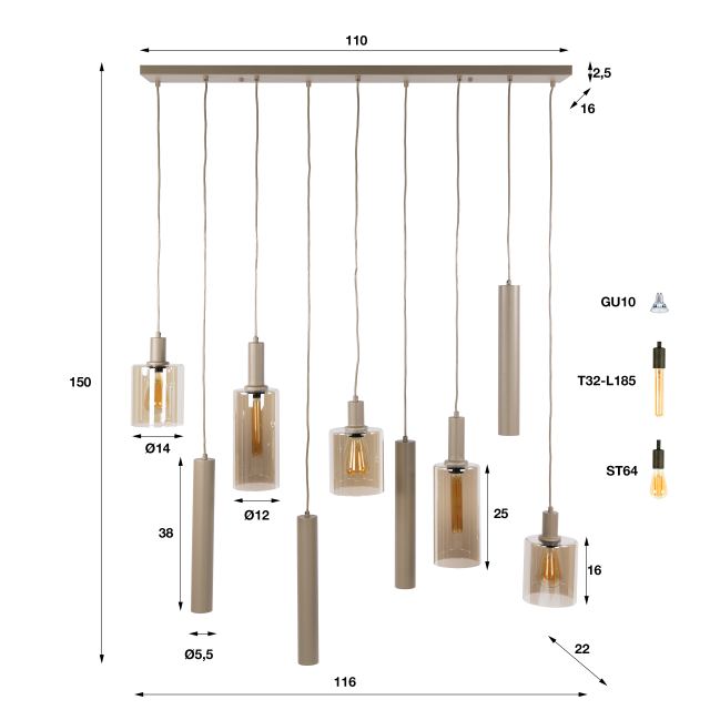 Hanglamp Sepiora 5+4l – afbeelding 10