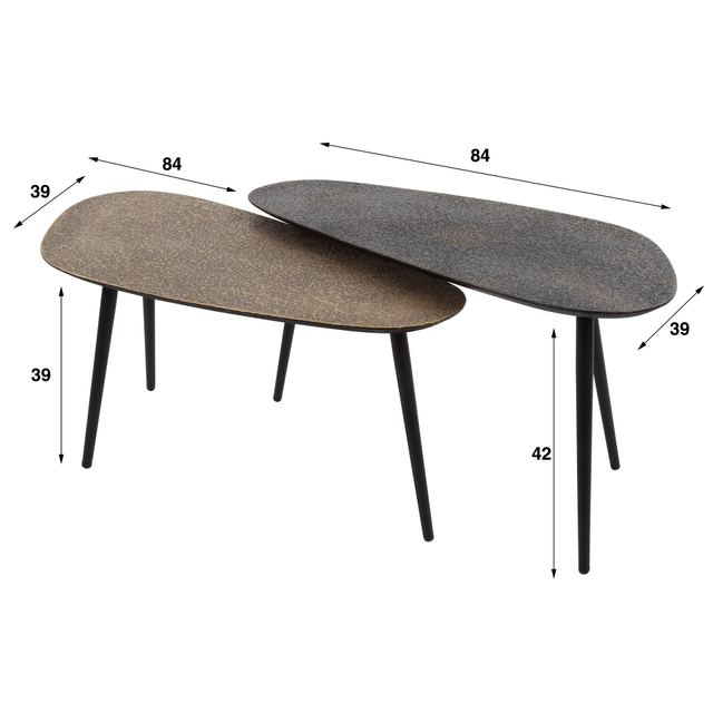 Salontafel Metallic niervormig set/2 – afbeelding 10