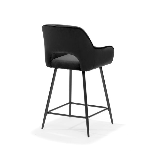 Barkruk Katy zwart - Stof Velours Zwart – afbeelding 2
