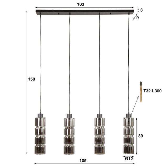 Hanglamp Cylinder Glass 4L – afbeelding 10