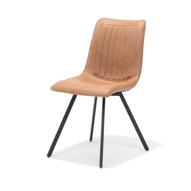 Eetstoel Boxer zwart Stof Soft Cognac