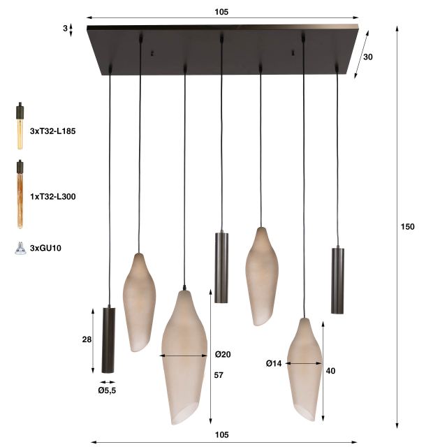 Hanglamp Cocoon pendel 4+3l – afbeelding 10