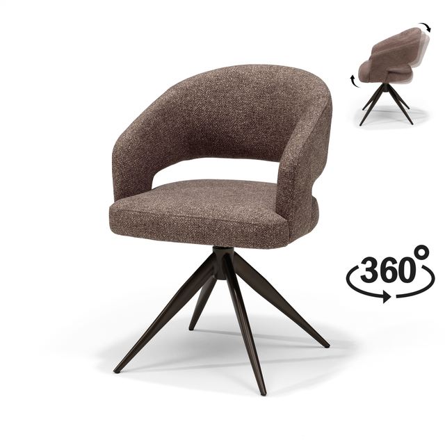 Armstoel Swing Stof Leo Brown - Relax functie - frame Anodic Brown