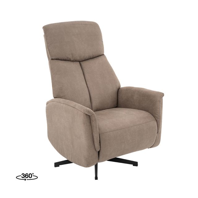 Fauteuil Aarhus - Micro Suede - 2-Motorig Taupe / Zwart