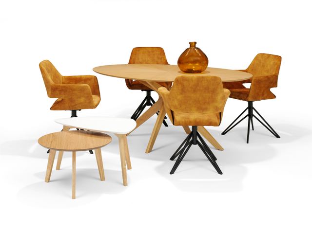 Julia 200x110 Eetkamertafel Ovaal Eiken – afbeelding 2