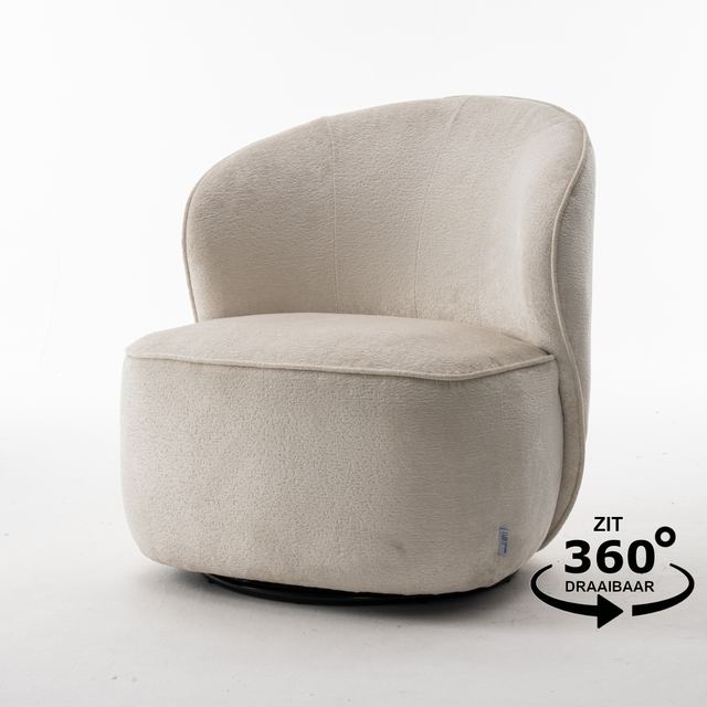 Fauteuil Sammy Draaifauteuil Stof Loris #01 Cream